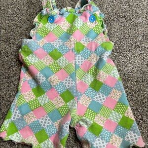 Vintage Carters Baby Size 19-22Lbs Patchwork Print Retro 80s Overalls Jumper
